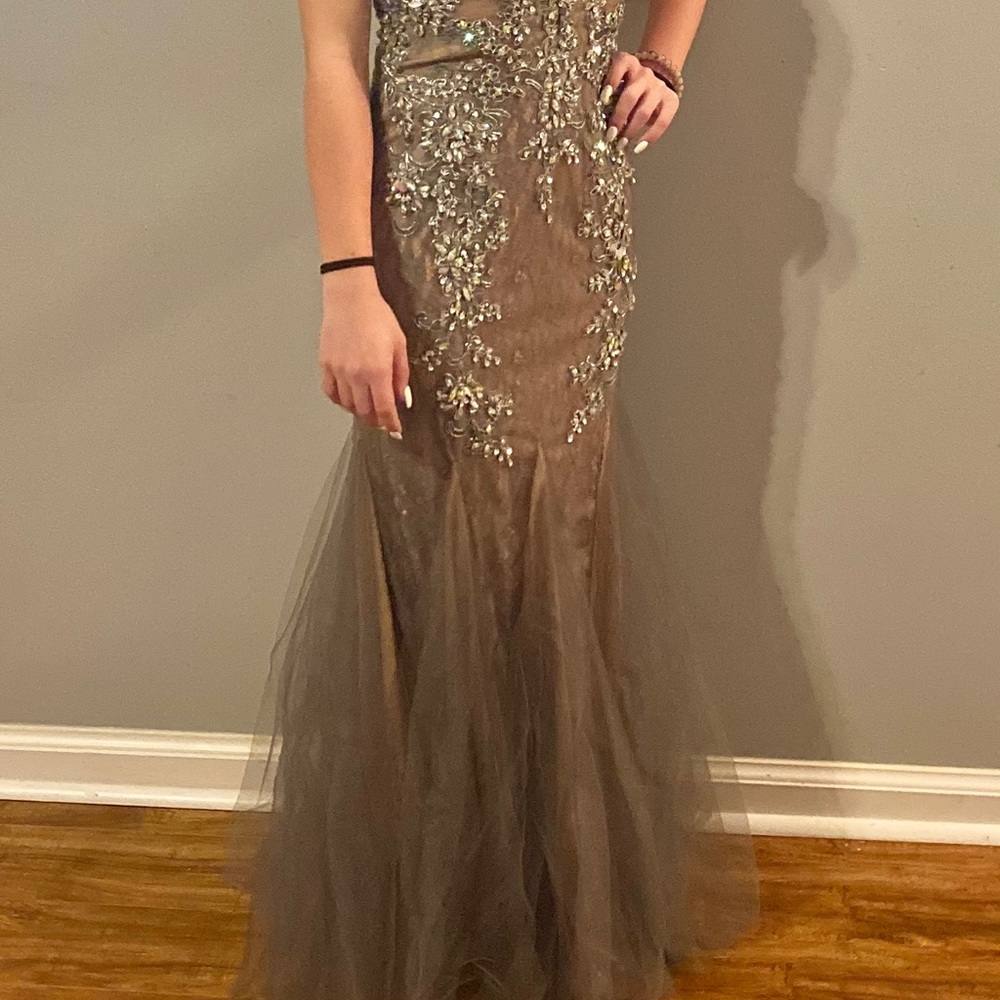 Jovani JVN Champagne formal gown